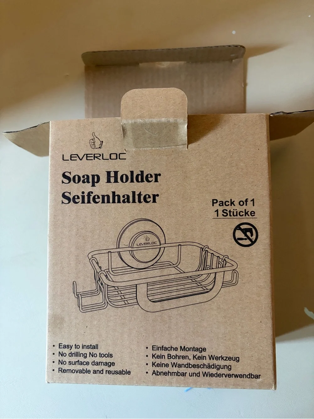 Leverloc Black Suction Shower Soap Dish